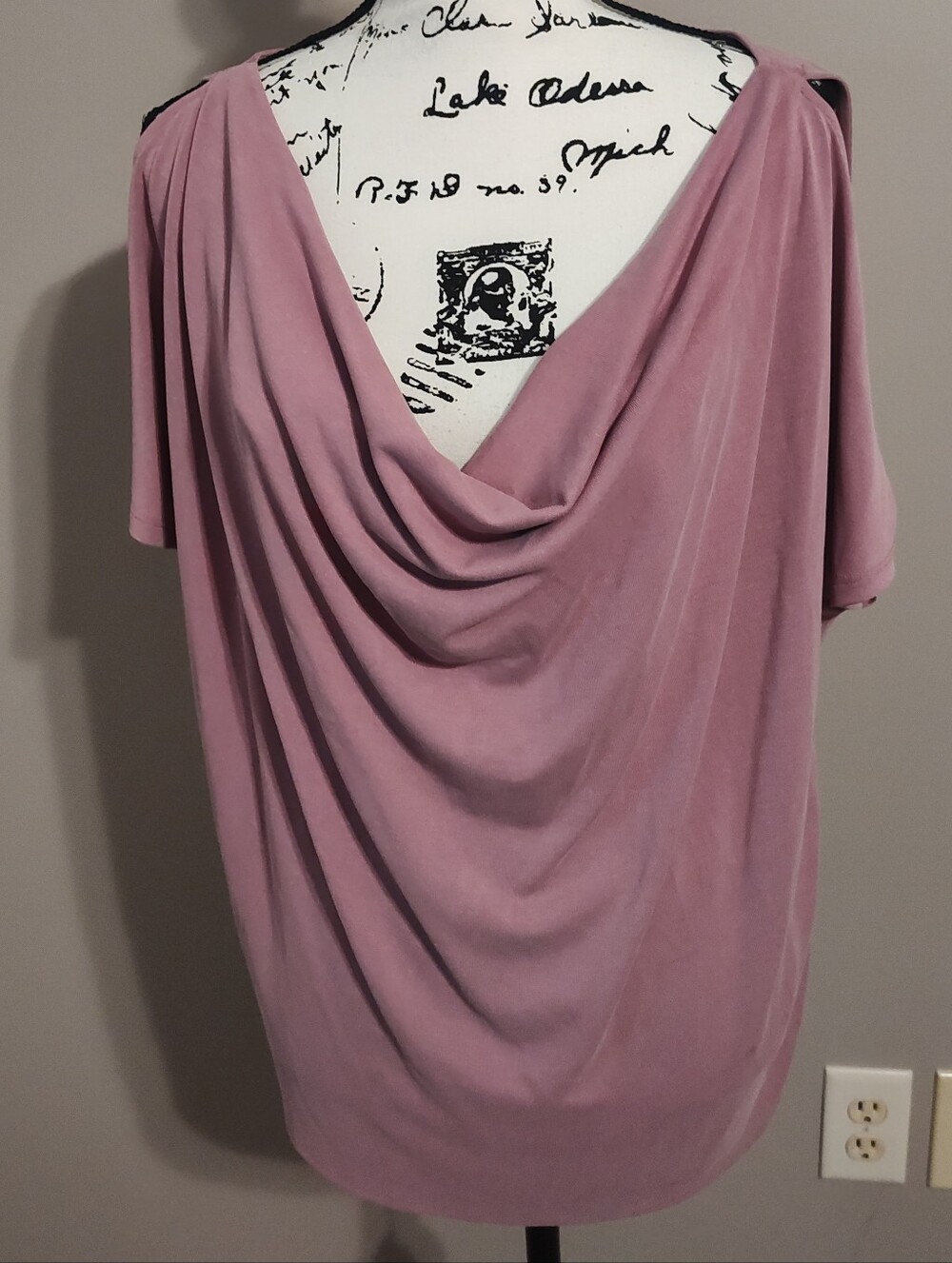 White House Black Market Cold Shoulder Draped Neck Top